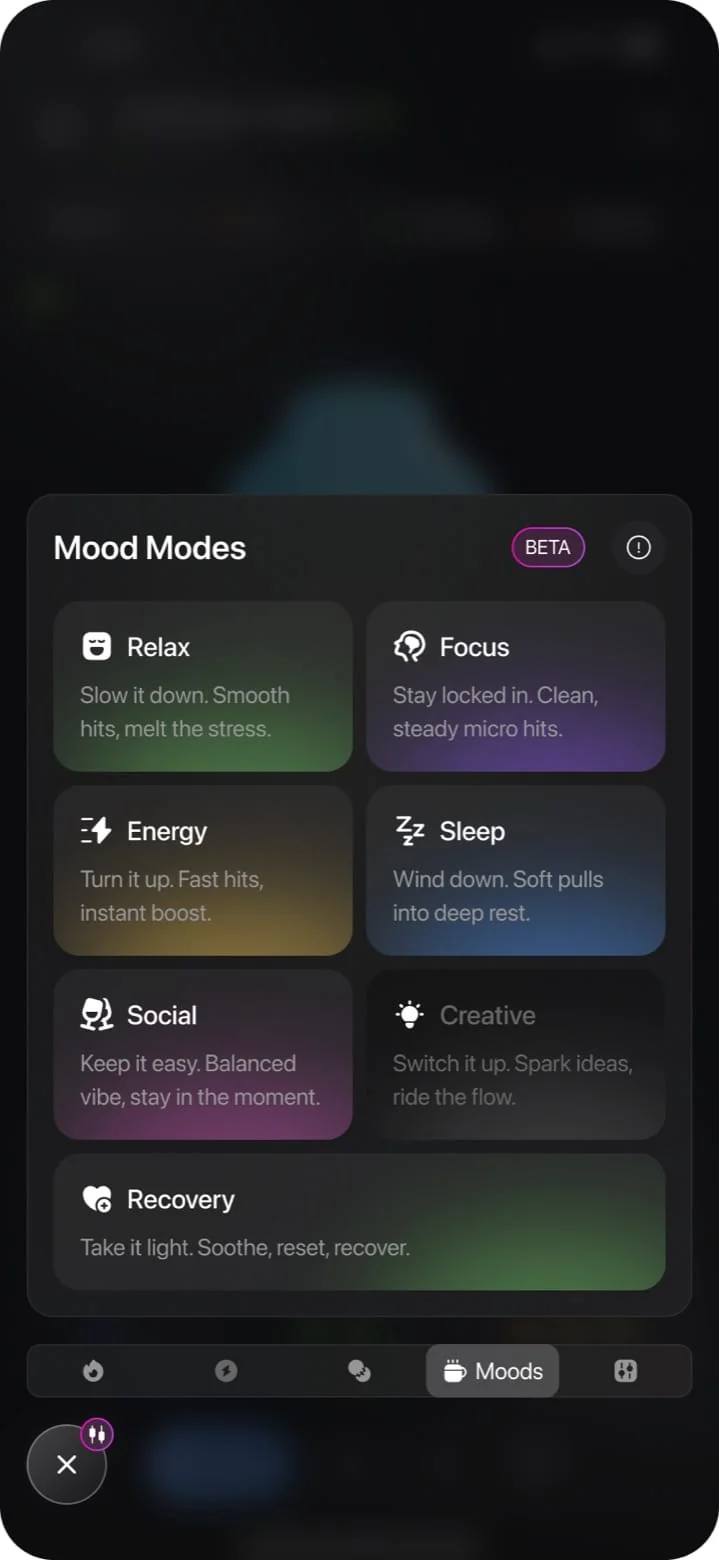 Mood Modes — in the app