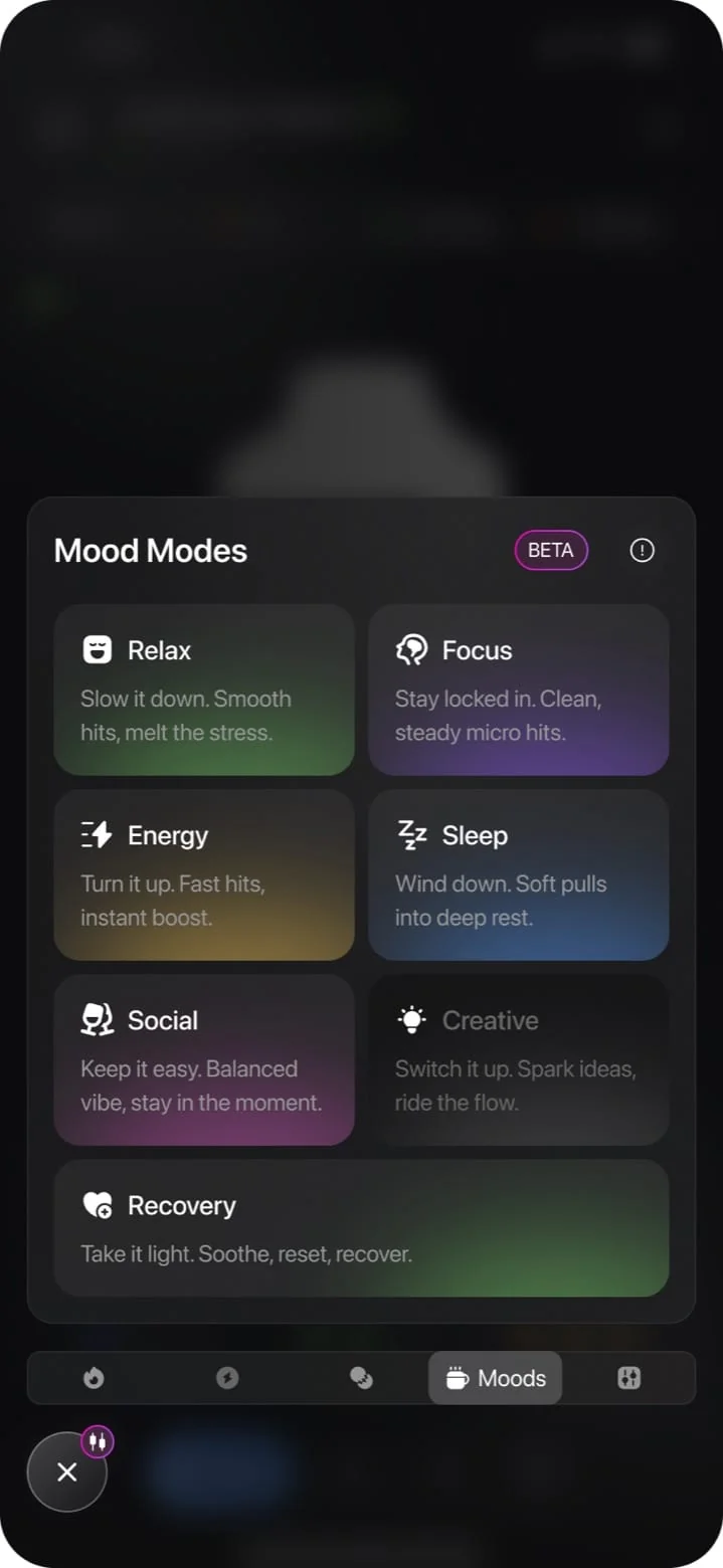 Mood Modes — in the app