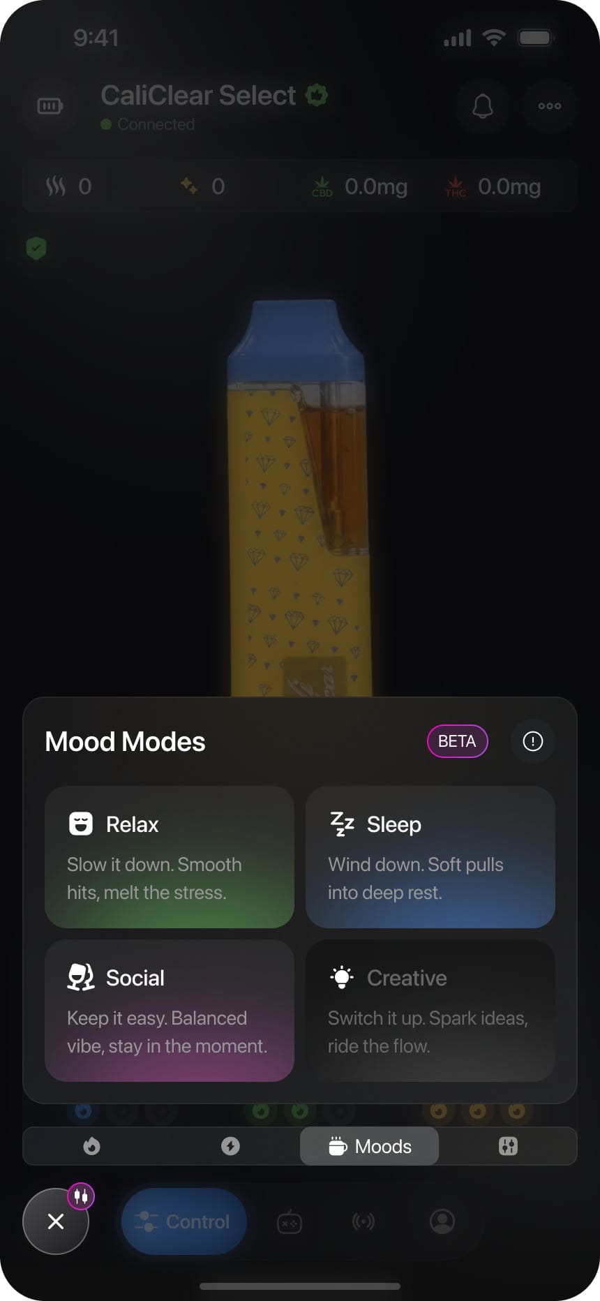 Mood Modes — in the app