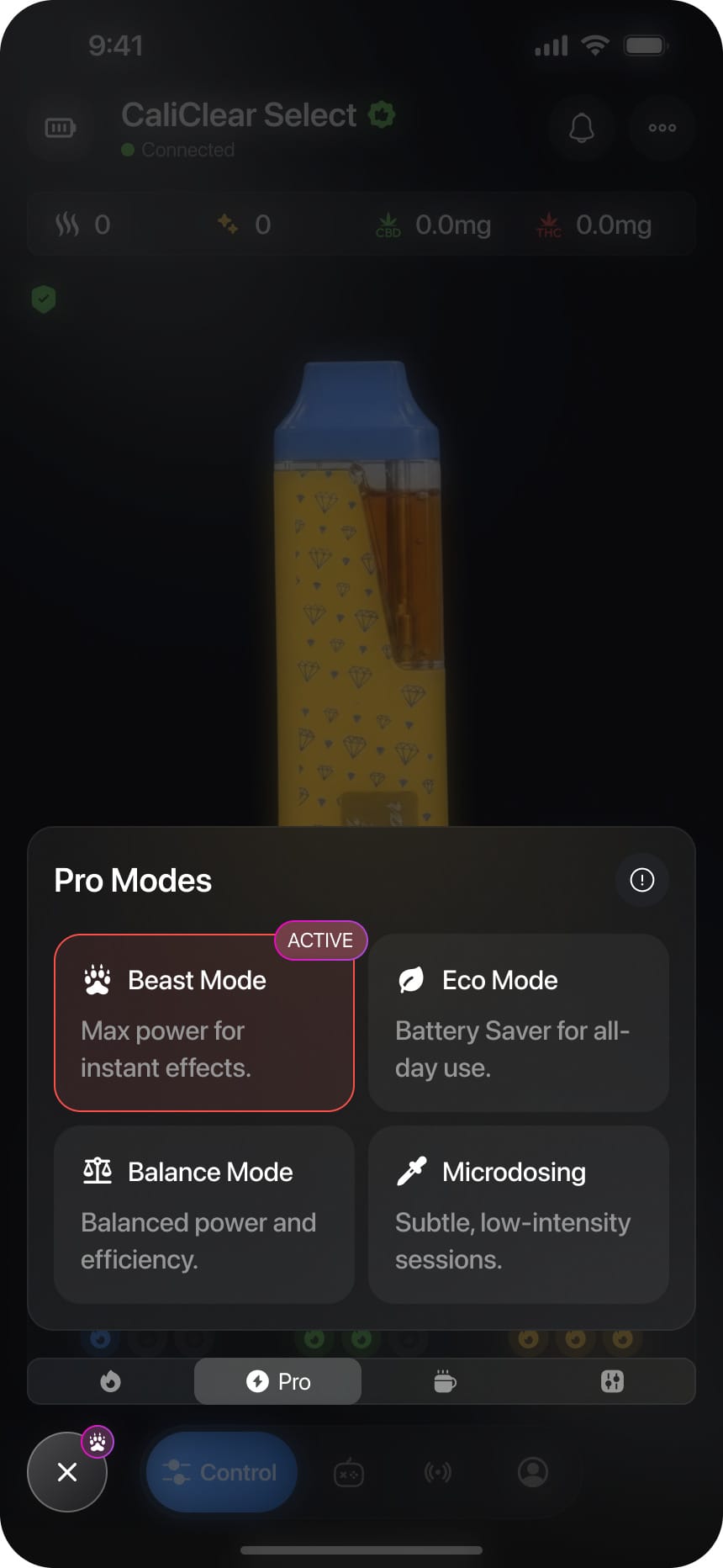 Pro Modes — in the app