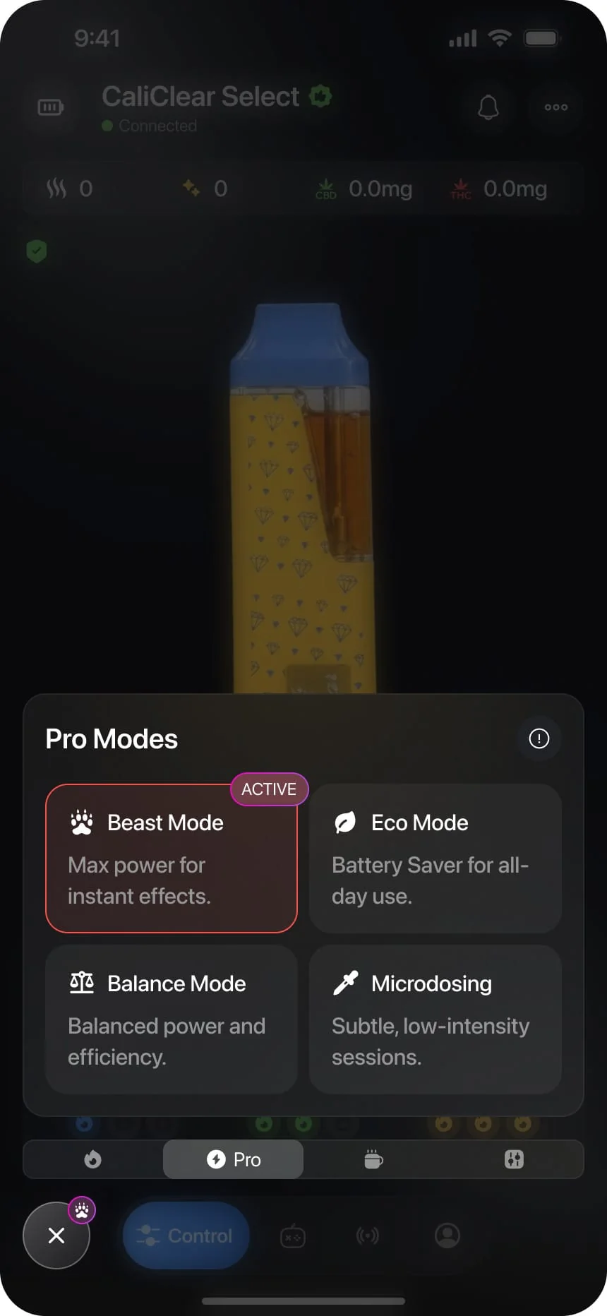 Pro Modes — in the app