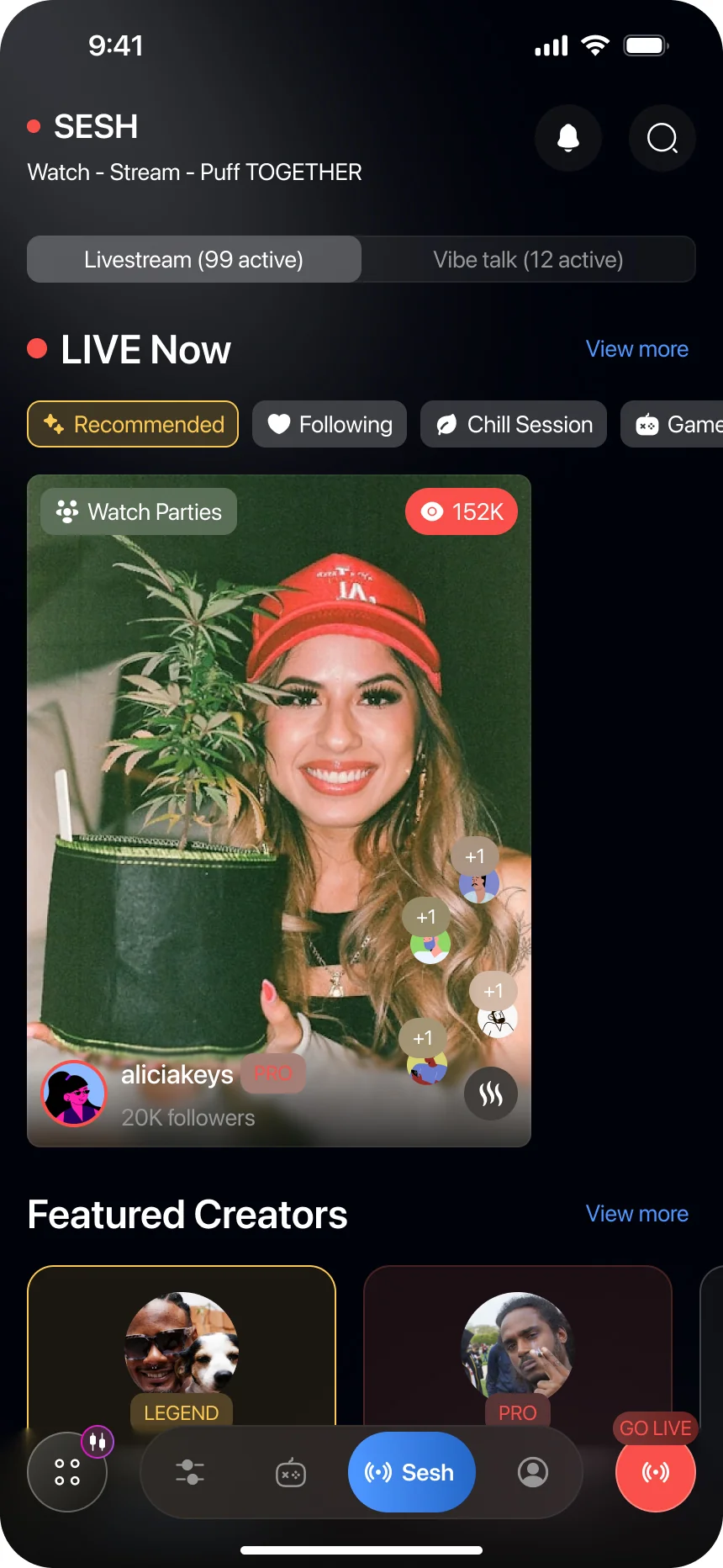 Live — in the app